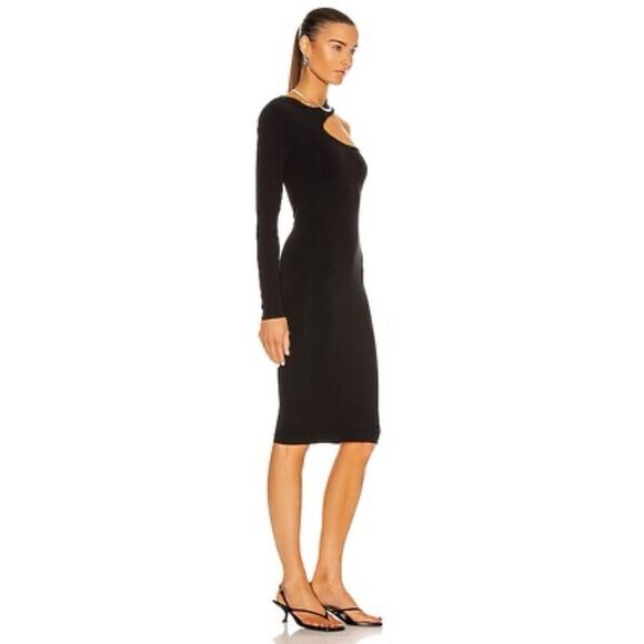 NWT HELMUT LANG Seamless Jersey Nylon Core Cutout Midi Dress in Black, Size XS/S - Picture 2 of 16